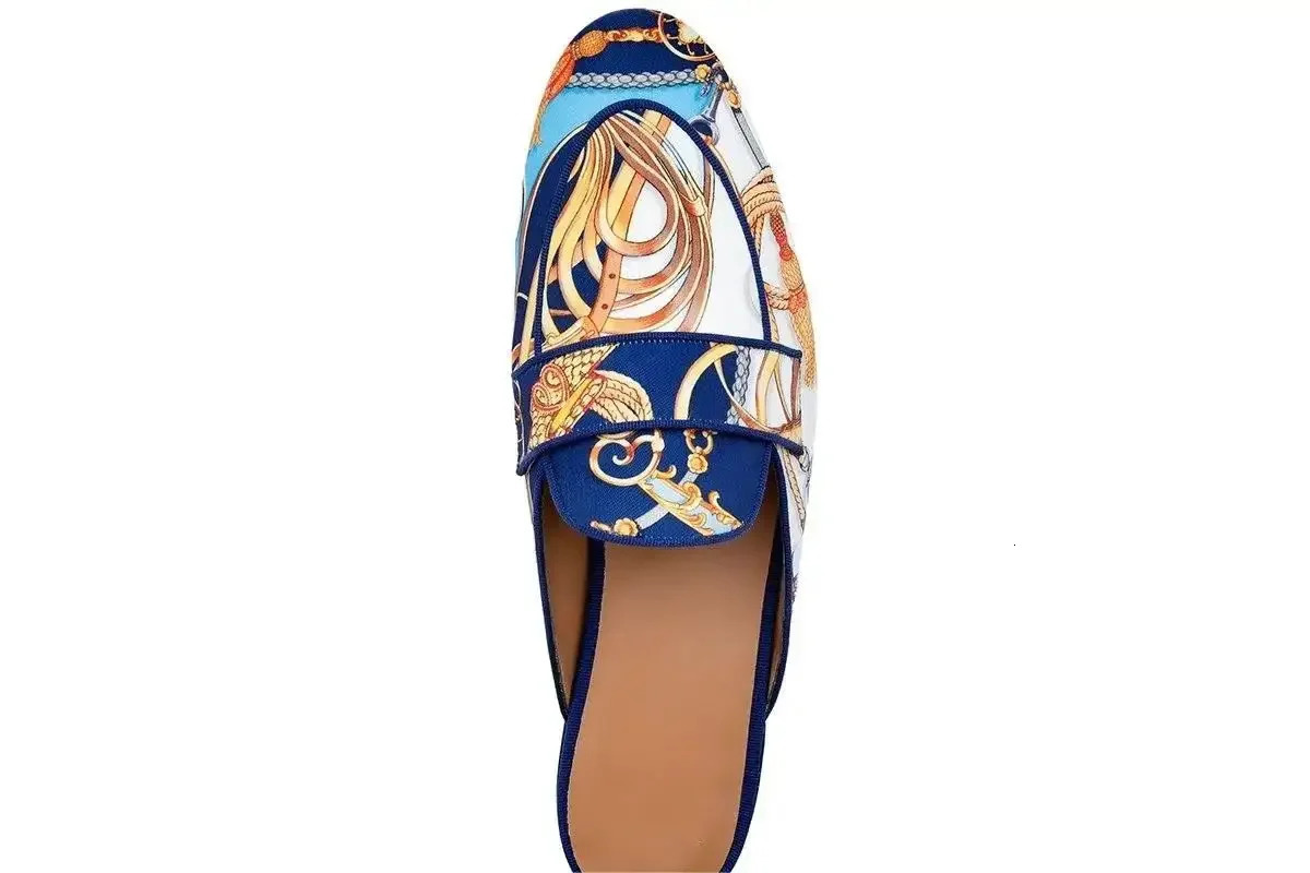 Mens Colorful Print Summer Leather Slippers Comfortable Flat Heel Slip On AntiSlip Mules Male Pointed Toe Sandal Shoes 260427