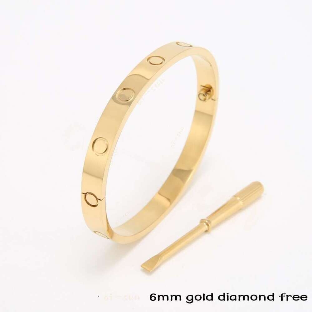 Classic 18K Gold Plated Screw Design Wide Bangle For Women Men Luxury Fashion Jewelry Titanium Steel Love Style Bracelet With Screwdriver Gift Box S