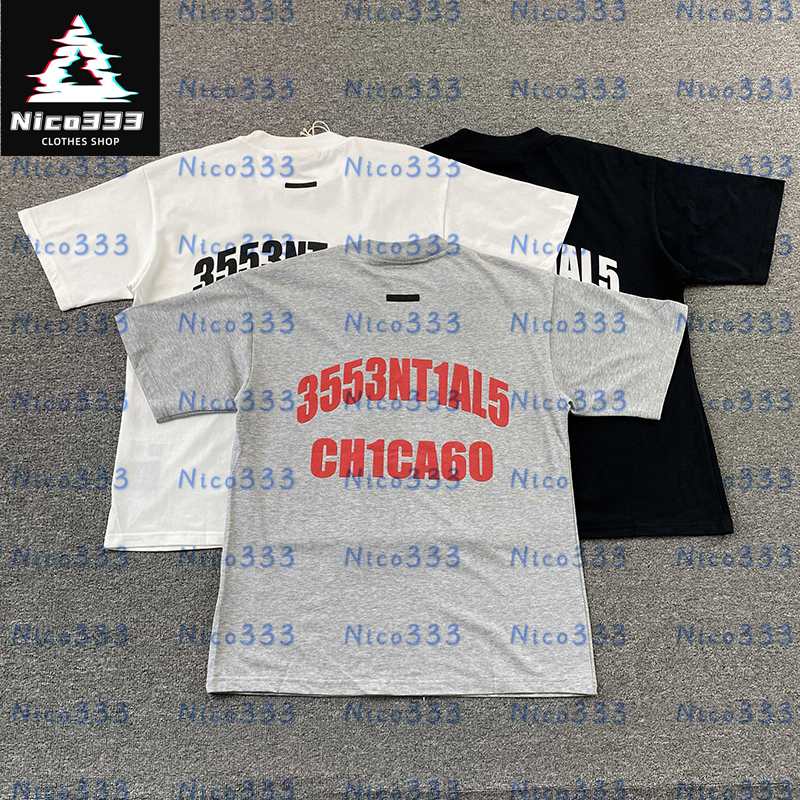 FOG Embossed rubber digital letters loose round neck simple versatile street men and women casual short-sleeved T-shirt-image-918329953