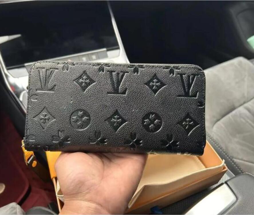 Top Quality Fashion Women Clutch Pu Leather Wallet Single Zipper Wallets Lady Ladies Long Purse with Orange Box Card man Classical