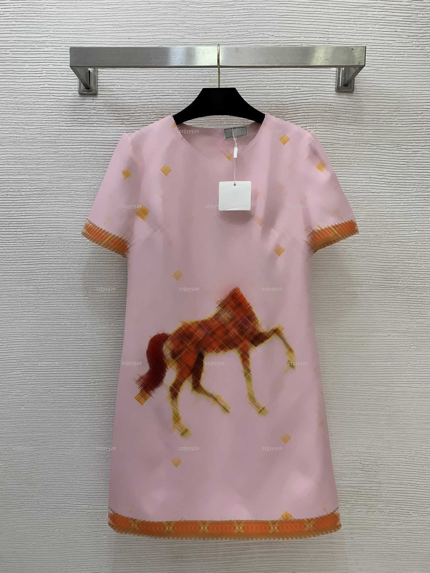 Brand Crew neck women dress Summer lady dresses women designer clothes slim fit short sleeved skirt A024X01N044-image-1103781911