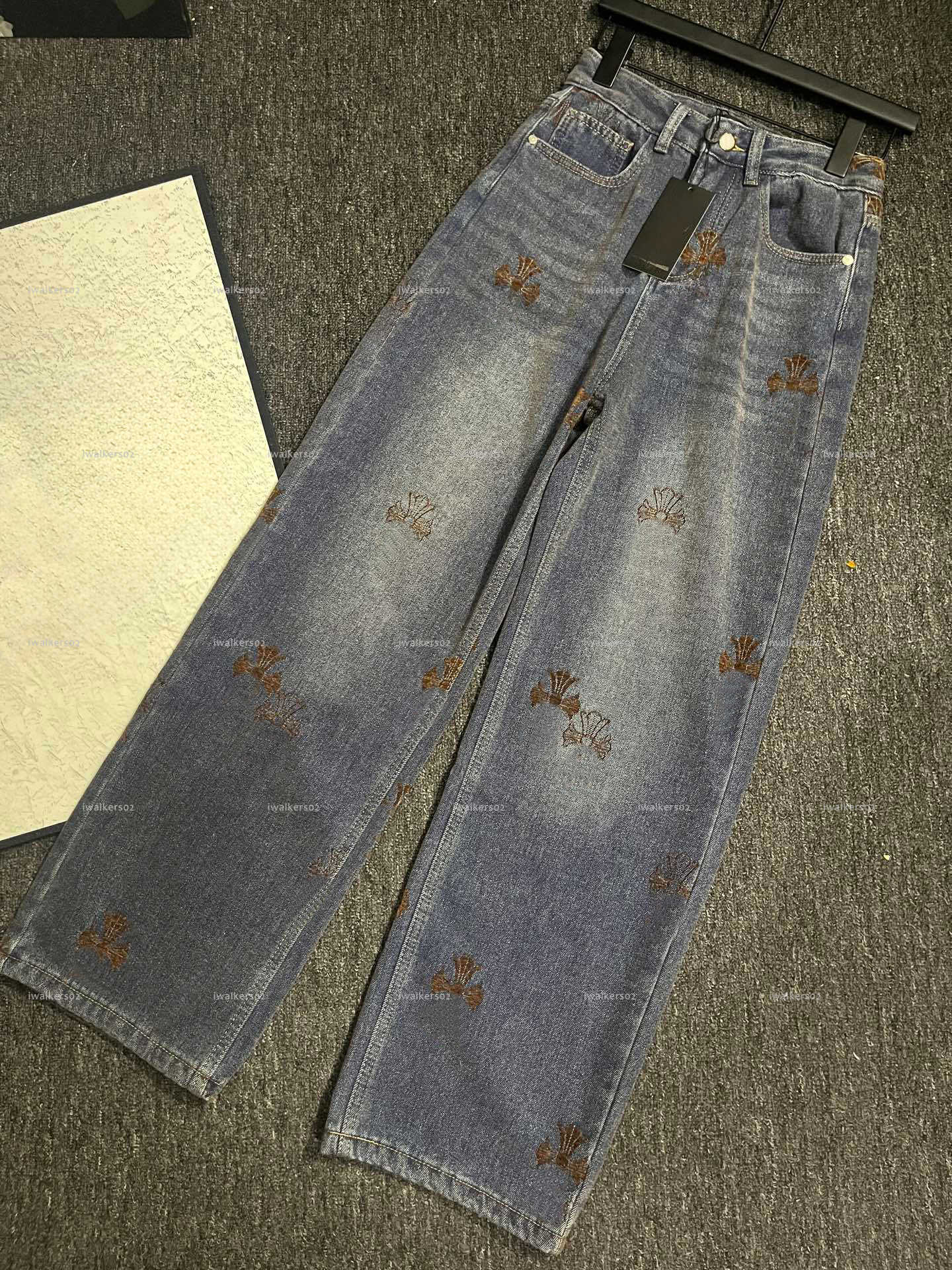 Classics women jeans high quality girls pants designer clothes women embroidery straight leg trousers A216X05N000-image-1103800831