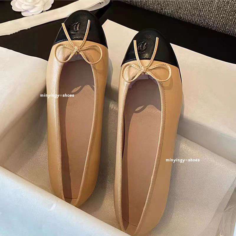 2026 French designer luxury brand womens black bow ballet flats and luxurious pointed-toe ballet and Mary Jane ballet shoes ballet shoes size 35-42