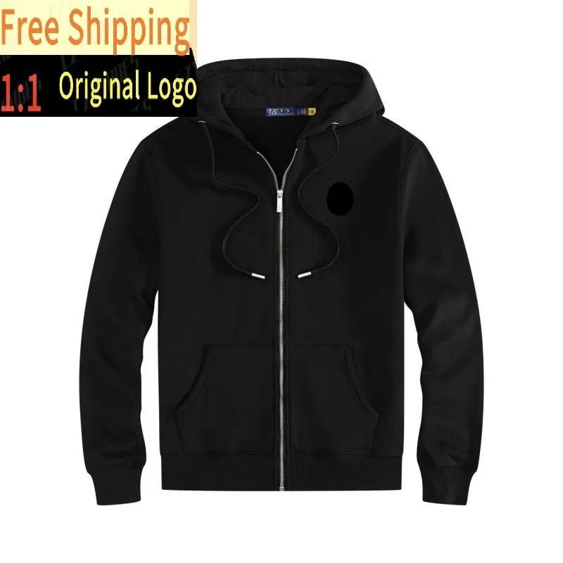 2026 New Style Sweater for Men - Spring/Autumn Edition - Embroidered Horse Pattern - Filled Down Hooded Pullover - Big Horse Men's Polo Jacket