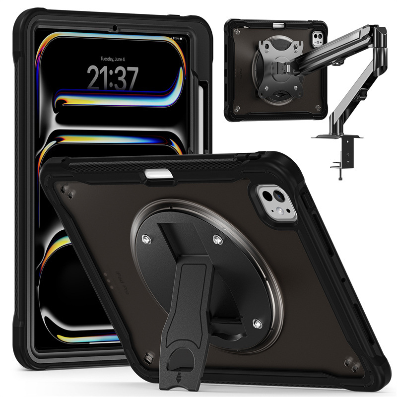 Protective case for Apple iPad Pro with 360-degree rotation adjustment, and an option to fit a replica of the authentic iPad M4.-image-1103777672