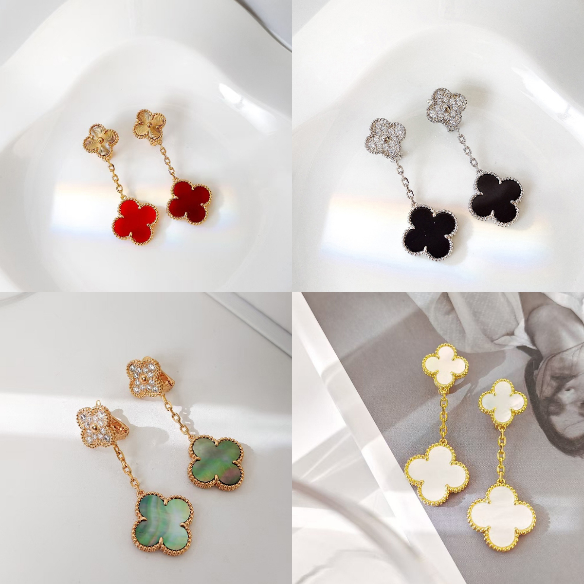 Ladies' clover earrings luxurious design designer gifts classic fashion jewelry and gift boxes