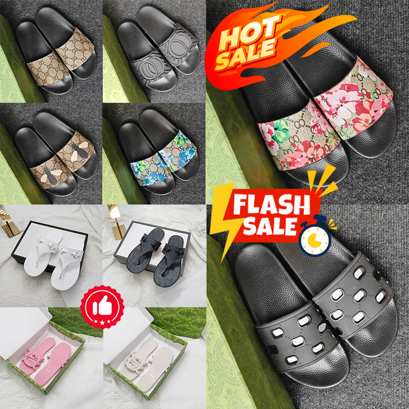 Livraison gratuite G Sandales célèbres designers femmes plate-forme pantoufles Blooms Flower Tiger Bee Toile Flat Gear Bottom Slides Chaussures S