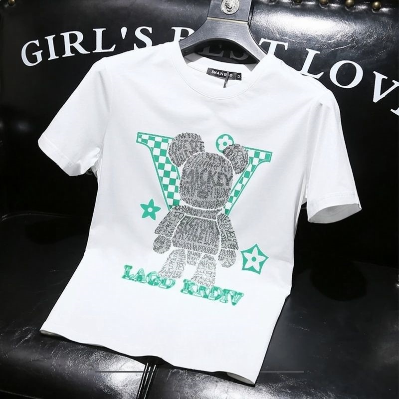 Fashionable versatile men's short sleeve T-shirt 2026 summer new style with rhinestone design trendy casual top
