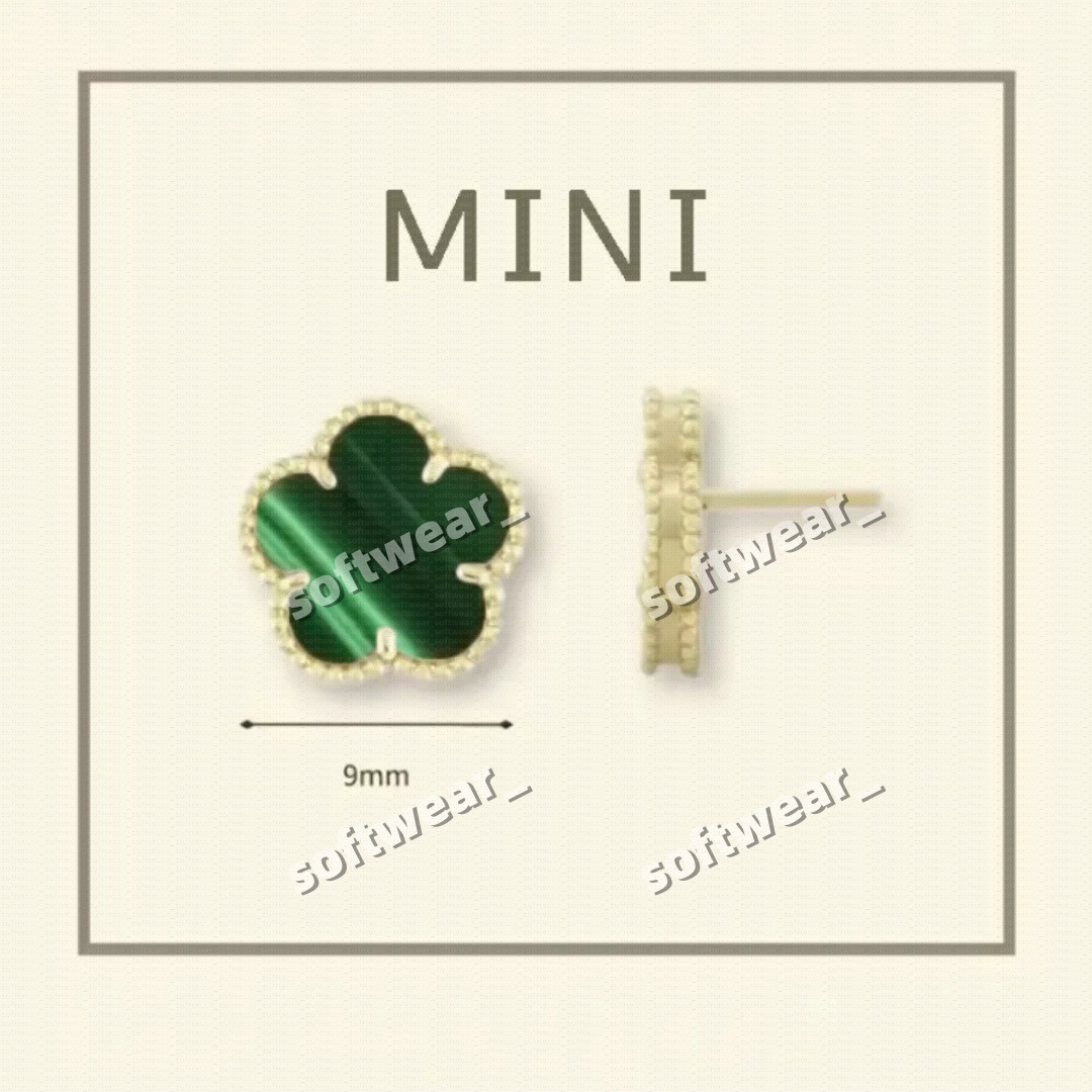 Emerald Mini clover Turquoise 18K Gold Plated Wedding earrings designer earring woman gift for lady womens jewelry 26s