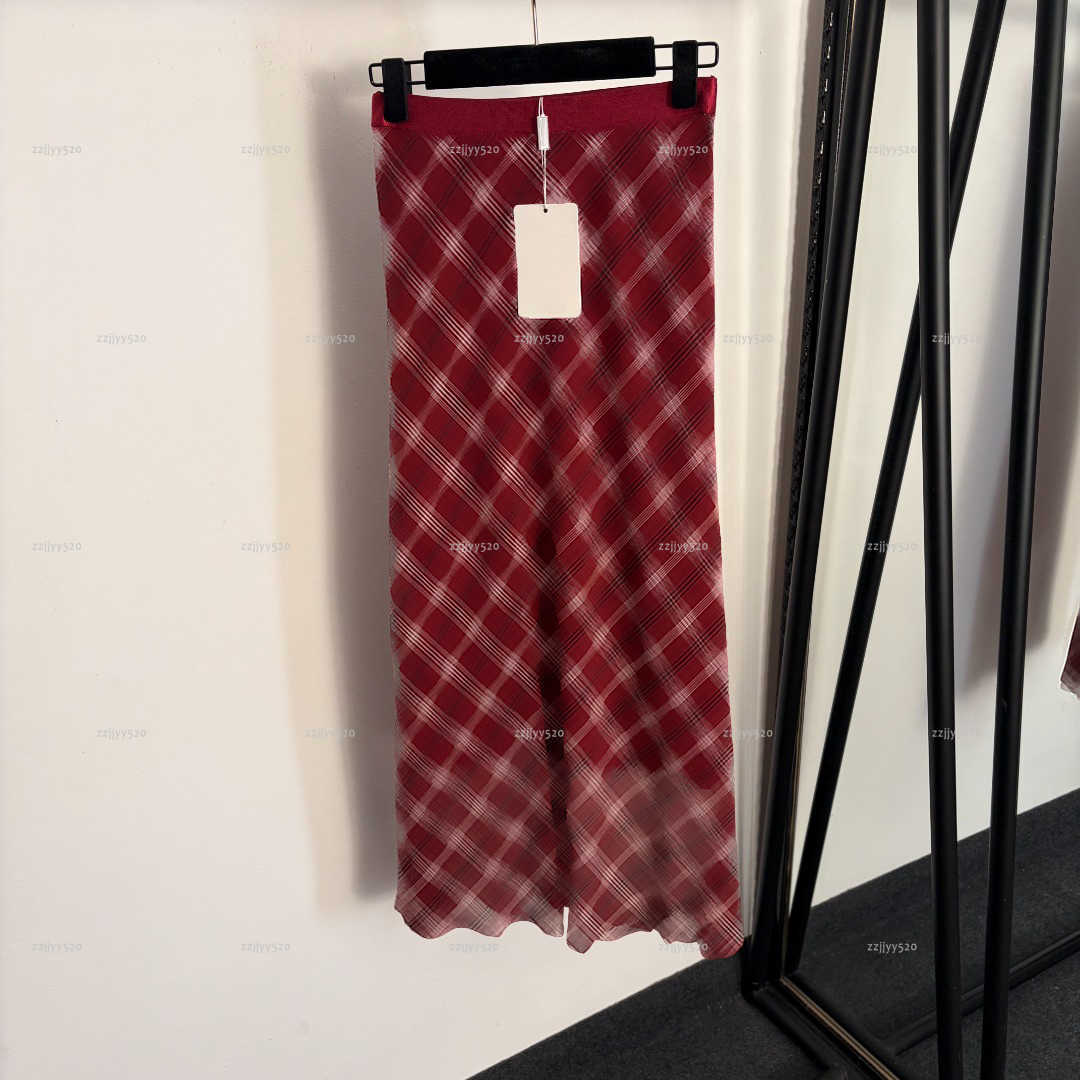 Brand long women dress Summer lady dresses women designer clothes color blocked plaid print retro high waisted half skirt A1174X02N104-image-1103784829