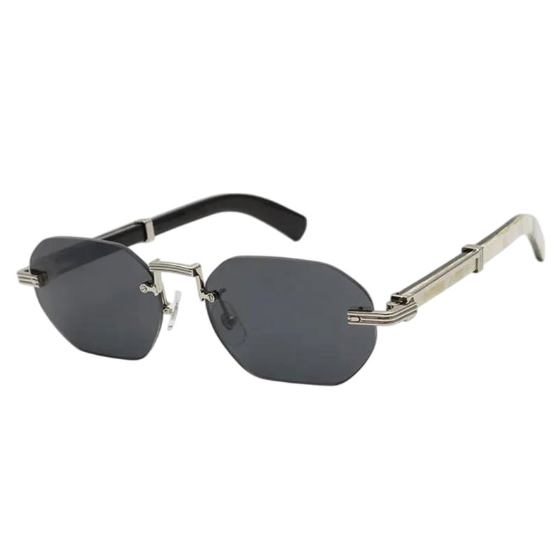 Luxury Rimless Mens Sunglasses Large Rectangle Designer Glasses 0377 Original Black and White Buffalo horn Sun Glasses Frames for Women lentes de-image-927236370