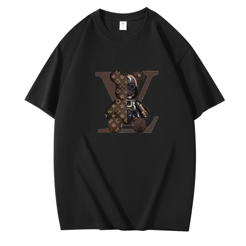 Men's T-shirt 2026 Summer New Bear Printed Design Pure Cotton Comfortable Short Sleeve Fashionable Loose Trendy Handsome Top Free Shipping Hot