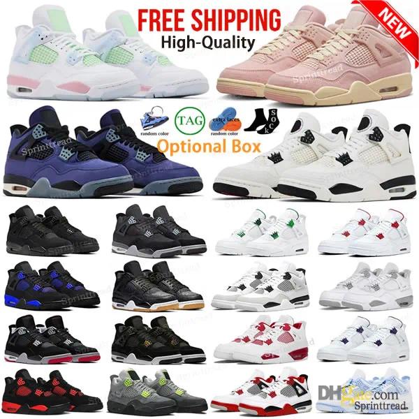 Free Shipping Designer High Quality Basketball Shoes Fire J4 4s Black Cat Imperial Purple Red White Yellow Thunder Cool Grey Blue Pink Men Women Boy