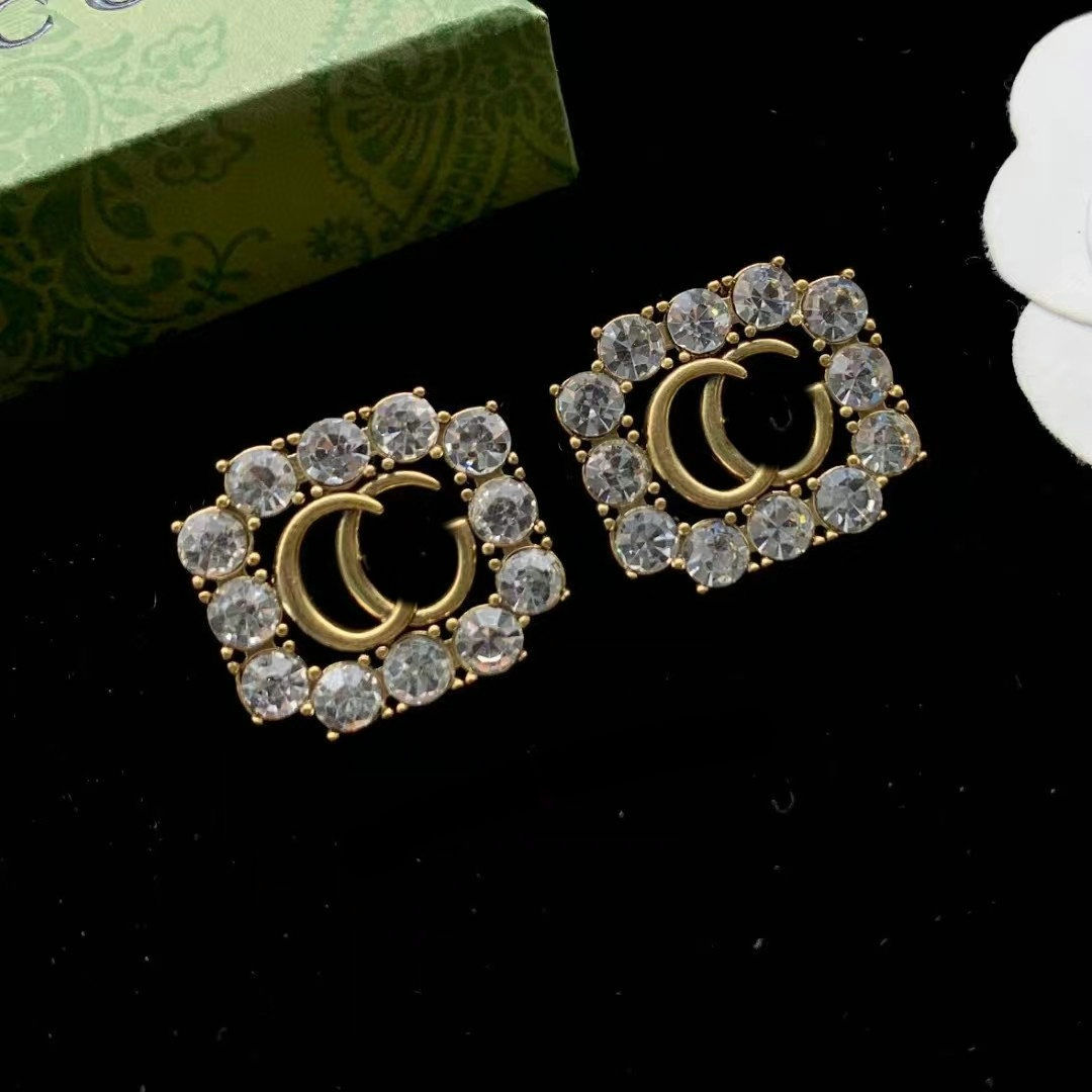 luxury Full diamond stud earring letter barnd fashion Love Earring Jewelry designer for women party gift