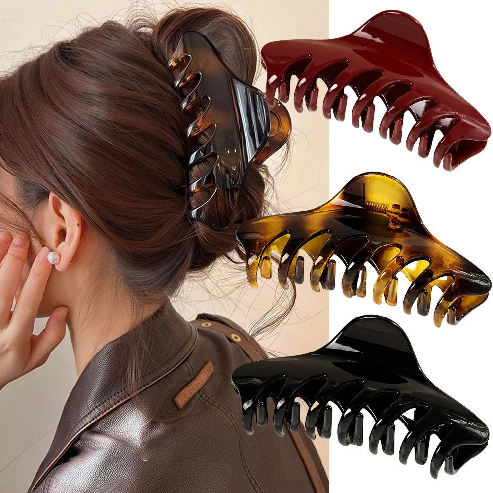 Retro Korean Acetate Hair Claw Large Crab Hair Clips Shark Clip Simple Hairpin Ponytail Fashion Hair Accessories Woman Girls 260427BJ