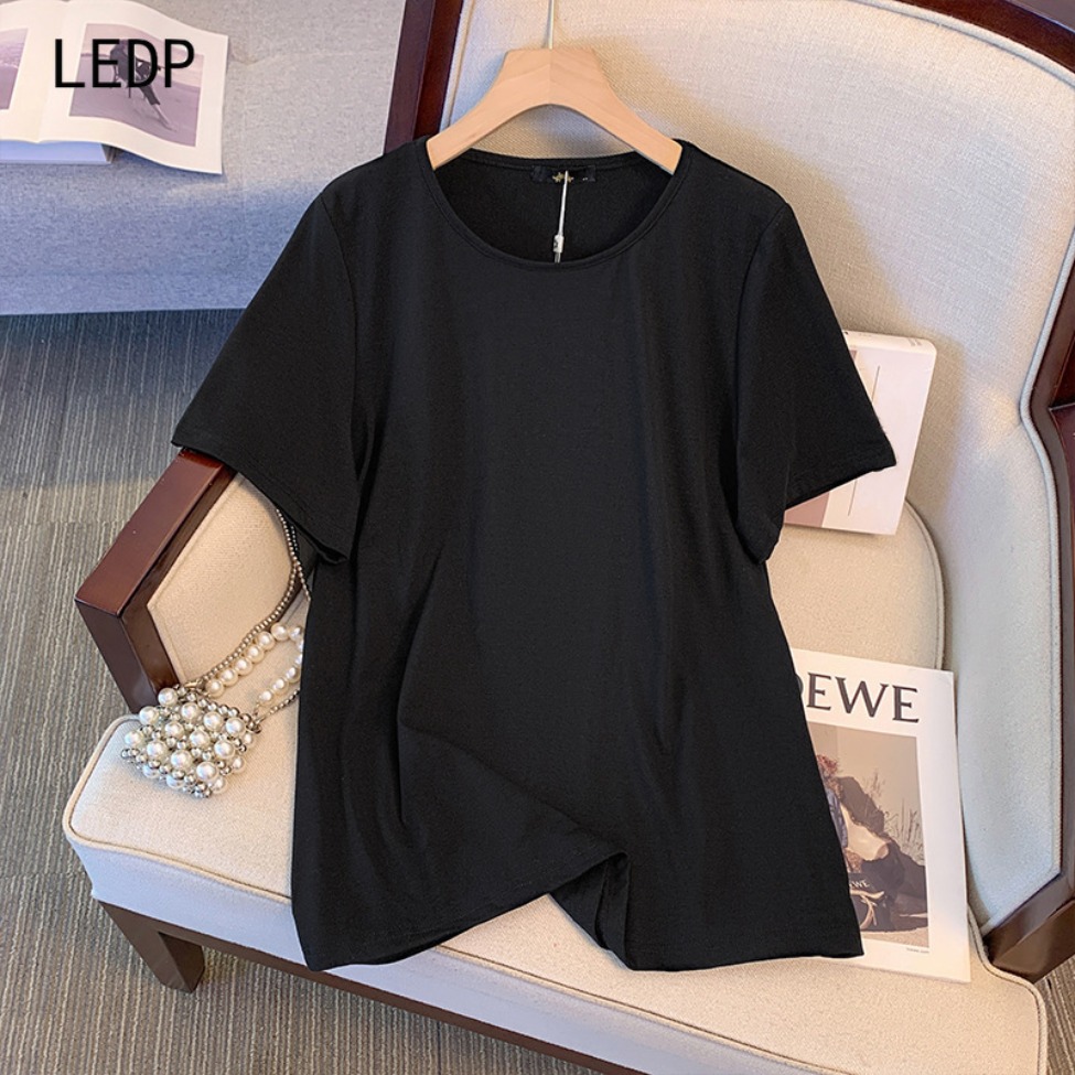 181160 Synesthesia Iris Plus Size Women's T-shirt Sound Wave Translation Light Pattern Commuter Slimming Cross-Sensory Art Installation
