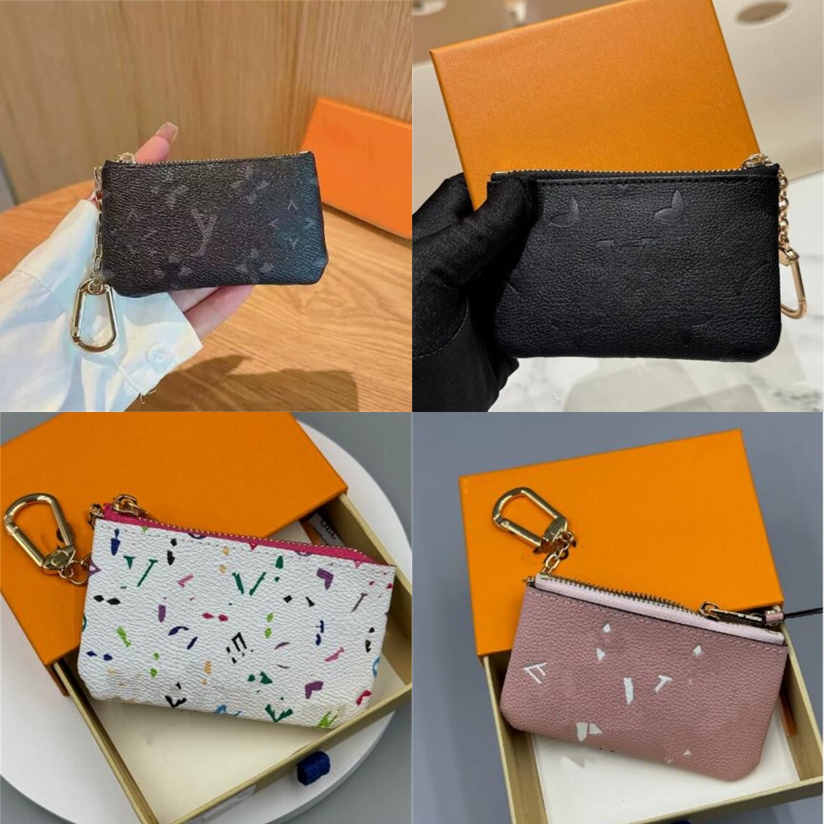 Luxury Designer Wallet Keychain Fashion Women Small Coin Purse Zipper Credit Card Holder Portable Key Pouch Designer Daily Faf952