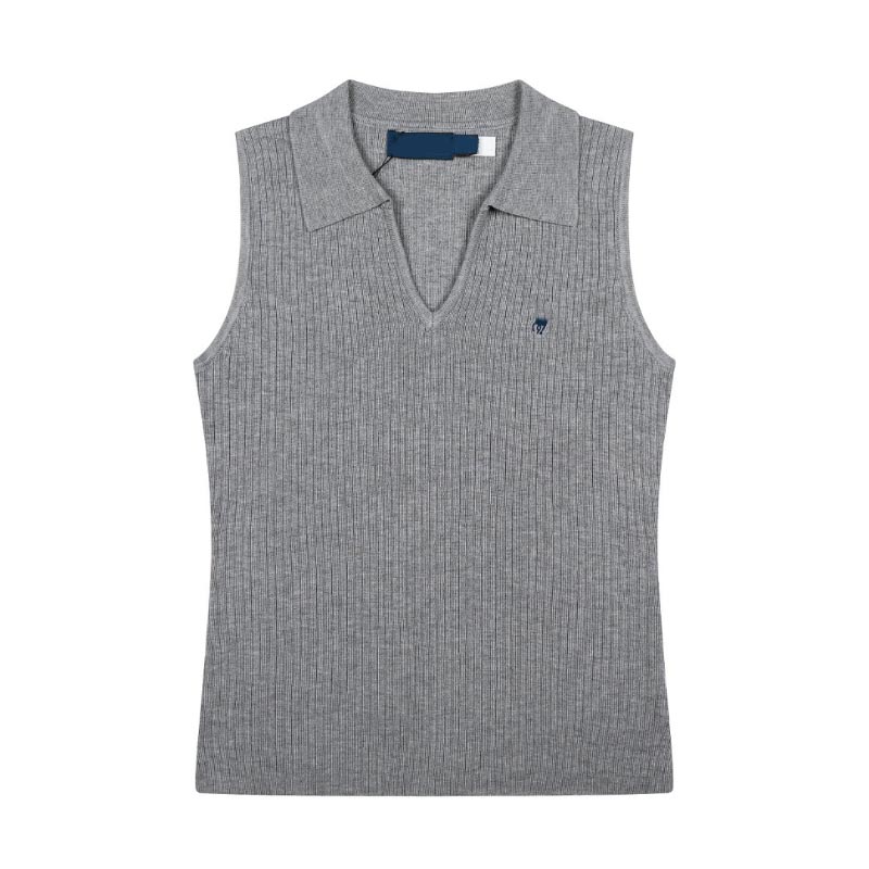 Sandro Cardigan Women Designer Tank Top Womens Cotton Luxurious Summer Embroidered Women's Knit Vest. A Stylish Sleeveless Fitted Top That Flat