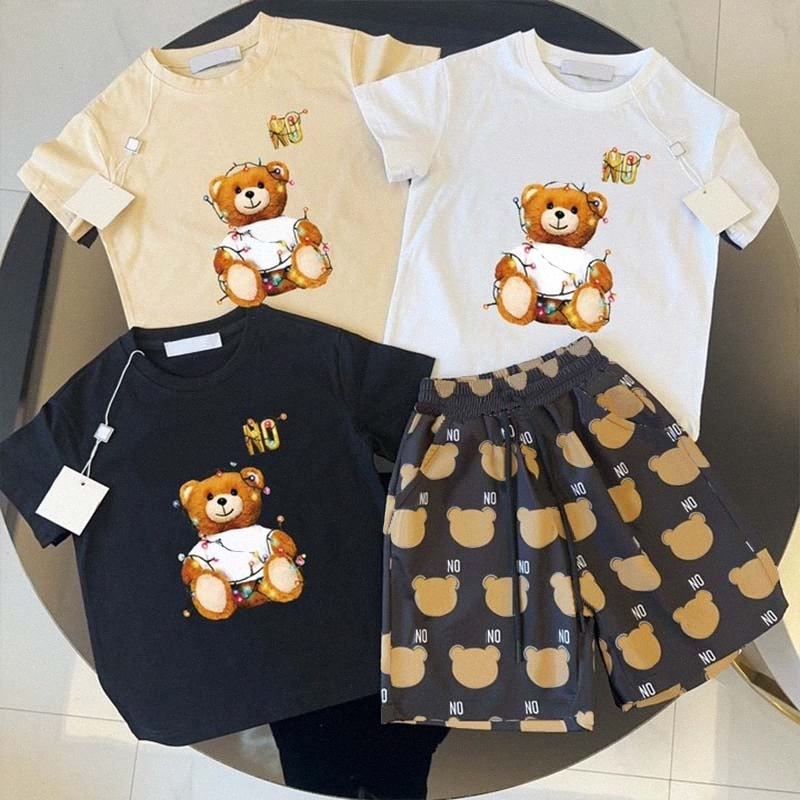 Kids Clothes Sets Bears Letter Printed Boys Girls Tracksuit Designer Short Sleeve T-shirts Shorts Baby Toddlers Tees Pants Children Youth 2-Piece-image-1103966970