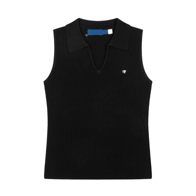 Sandro Cardigan Women Designer Tank Top Womens Cotton Luxurious Summer Embroidered Women's Knit Vest. A Stylish Sleeveless Fitted Top That Flat