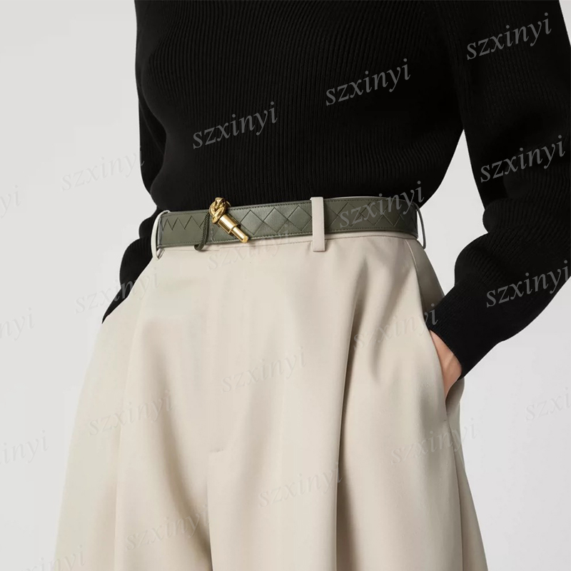 (Premium Leather) Adjustable Belt Width 3.0cm Braided Leather Belts with Twisted Metal Buckle-image-851028934