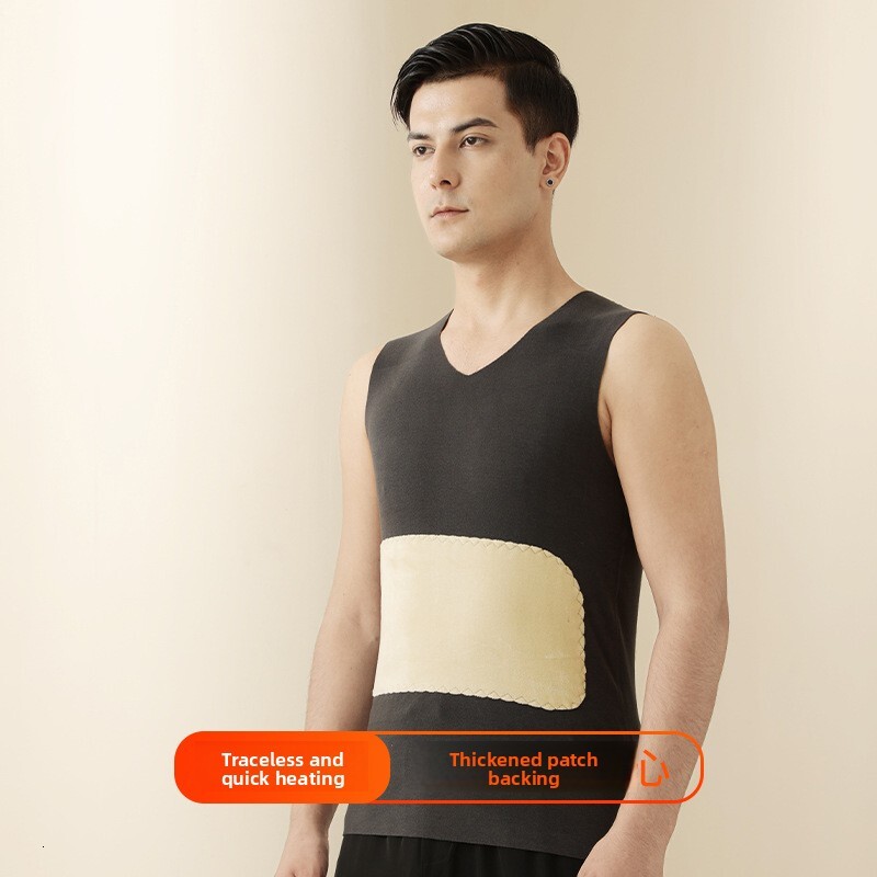Autumn Winter Patch Seamless Thermal Vest Double-Sided Fleece Brushed Men's Sleeveless Base Shirt Wholesale Dropshipping-image-1103920253