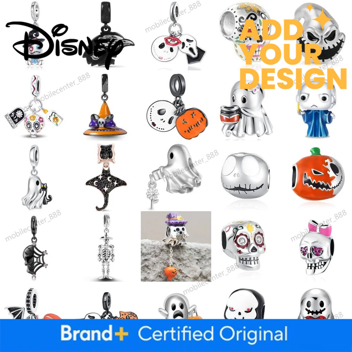 Designer Disney Jewelry Disney 2026 New 925 Silver Ghost Soul Pumpkin Skeleton Bat Pendant Bead Charm Fit Original Bracelet DIY Jewelry Halloween Gi