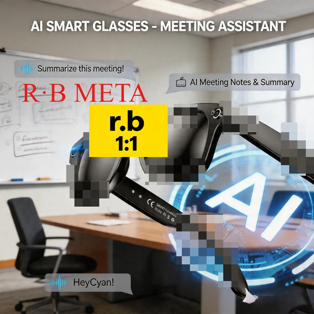 R-B META AI Smart Glasses BT Call, 800W 4K HD Camera Anti-Shake Camera Glasses with Video Recording Dual Mic, Simultaneous Interpretation/GPT Ide-image-1101584455