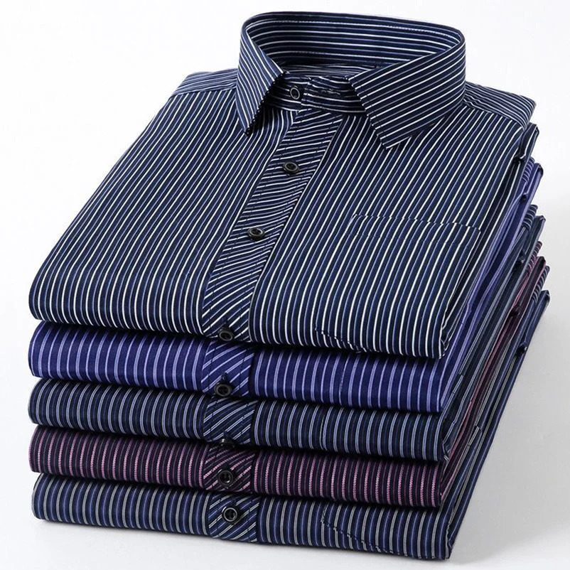 Plus Large Size 9XL 8XL 7XL Mens Casual Business Long Sleeved Shirt Classic Plaid Striped Male Social Dress Oversized Shirts 260428BJ