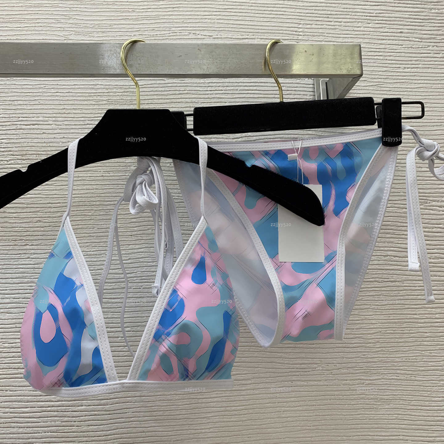 Brand split-body set women swimsuit summer lady bikini women designer clothes hanging neck triangle cup underwear+sexy triangle underwear A1620X1-image-1103904120