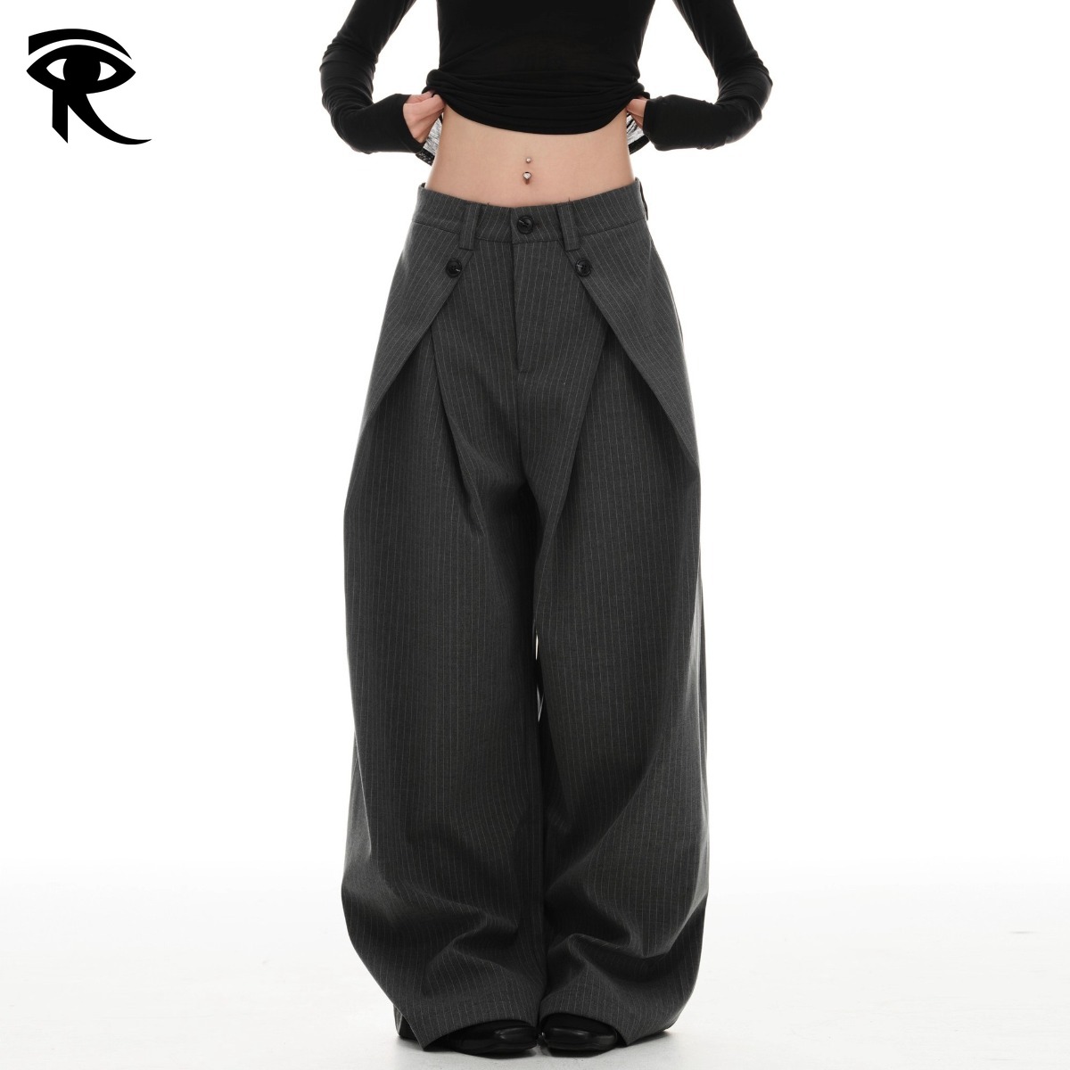 Pantalon de costume plissé pour femmes, artisanat haut de gamme, nouveau Y2K américain Vintage rayé, Cleanfit, jambes larges, pantalons décontrac