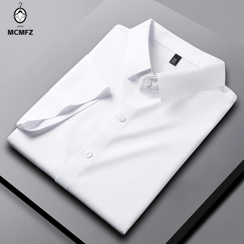 Mens Business Casual Short Sleeved Solid Color Shirt Wrinkle Resistant Wrinkle Free Comfortable All Season Versatile Top 260428BJ
