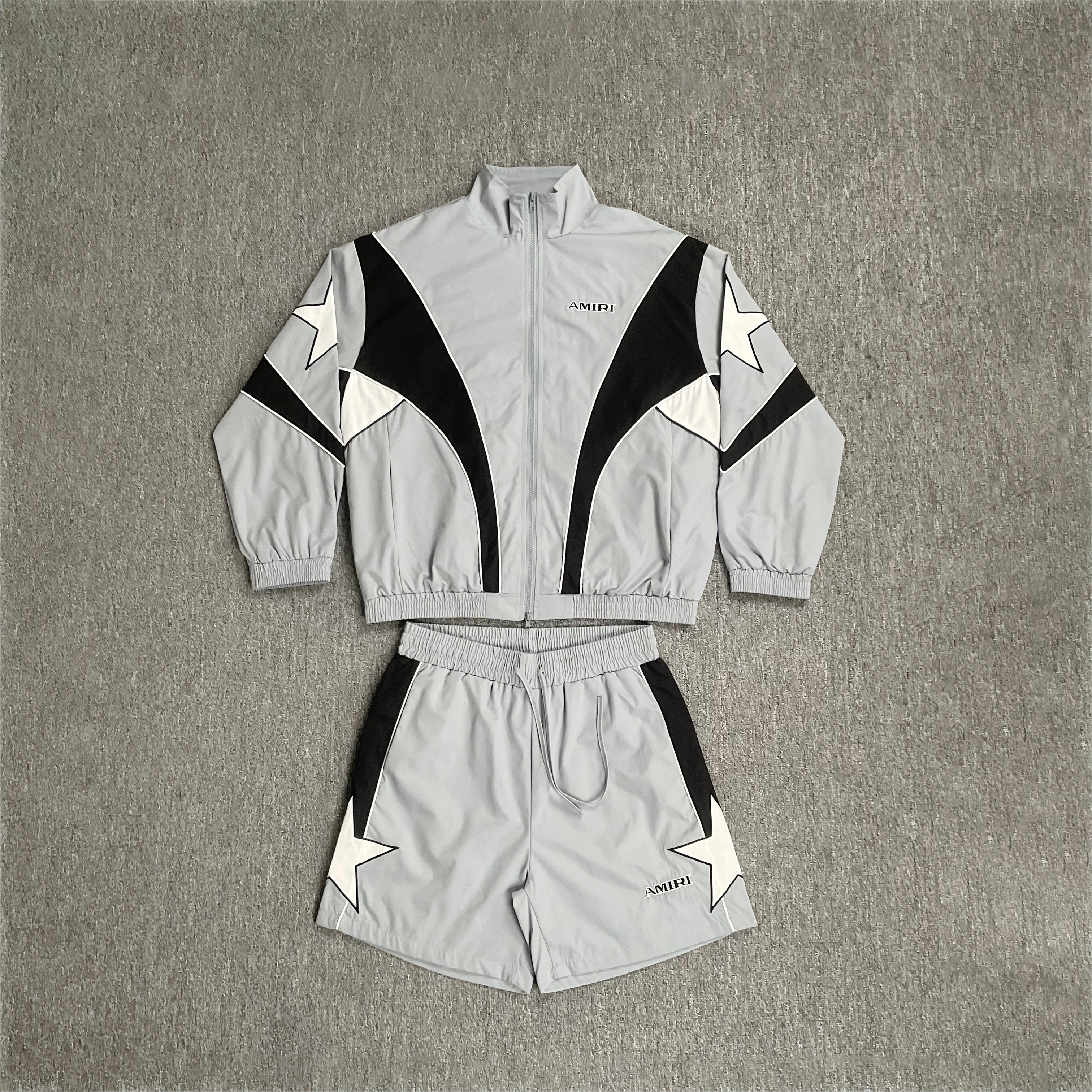 Amirim Designer Mens Tracksuit Patchwork Coat High Street Vintage Windproof Quick Drying Breathable Jacket Spliced Functional Windbreaker Hooded Jac