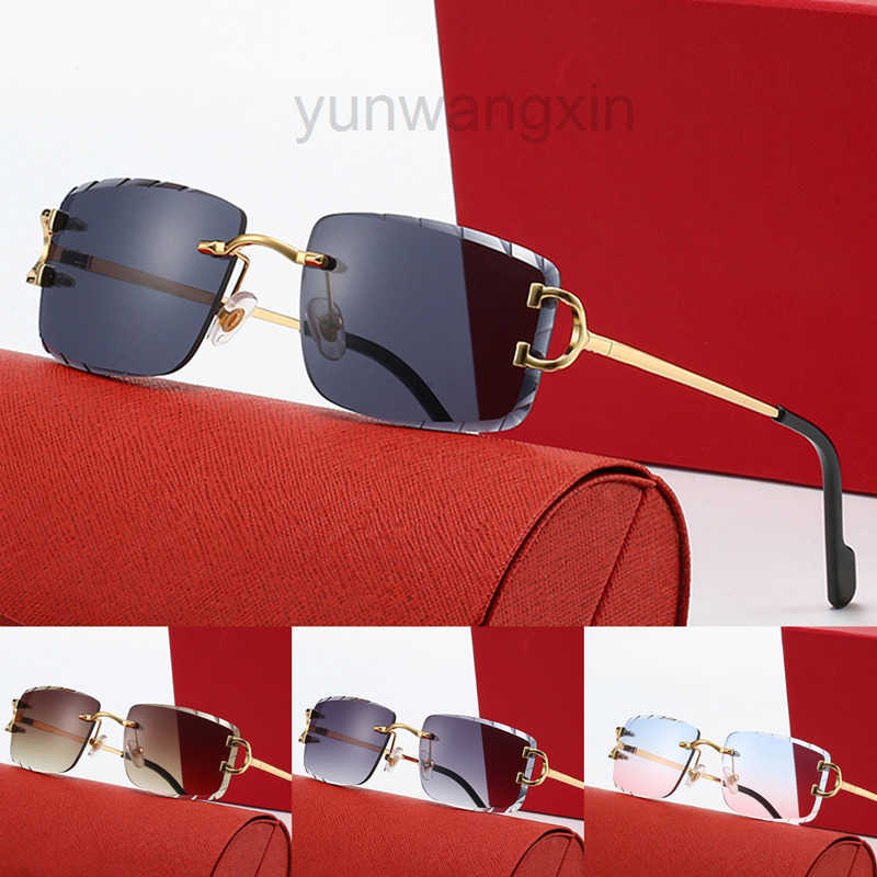 designer sunglasses mens women classic rimless frame glasses Water buffalo horn mirror UV400 protection eye glasses