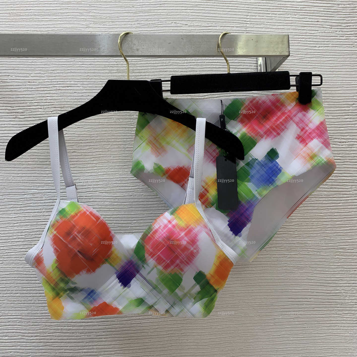 Brand split-body set women swimsuit summer lady bikini women designer clothes Three dimensional hard cup gathering bra+high waisted underwear A64-image-1103904302