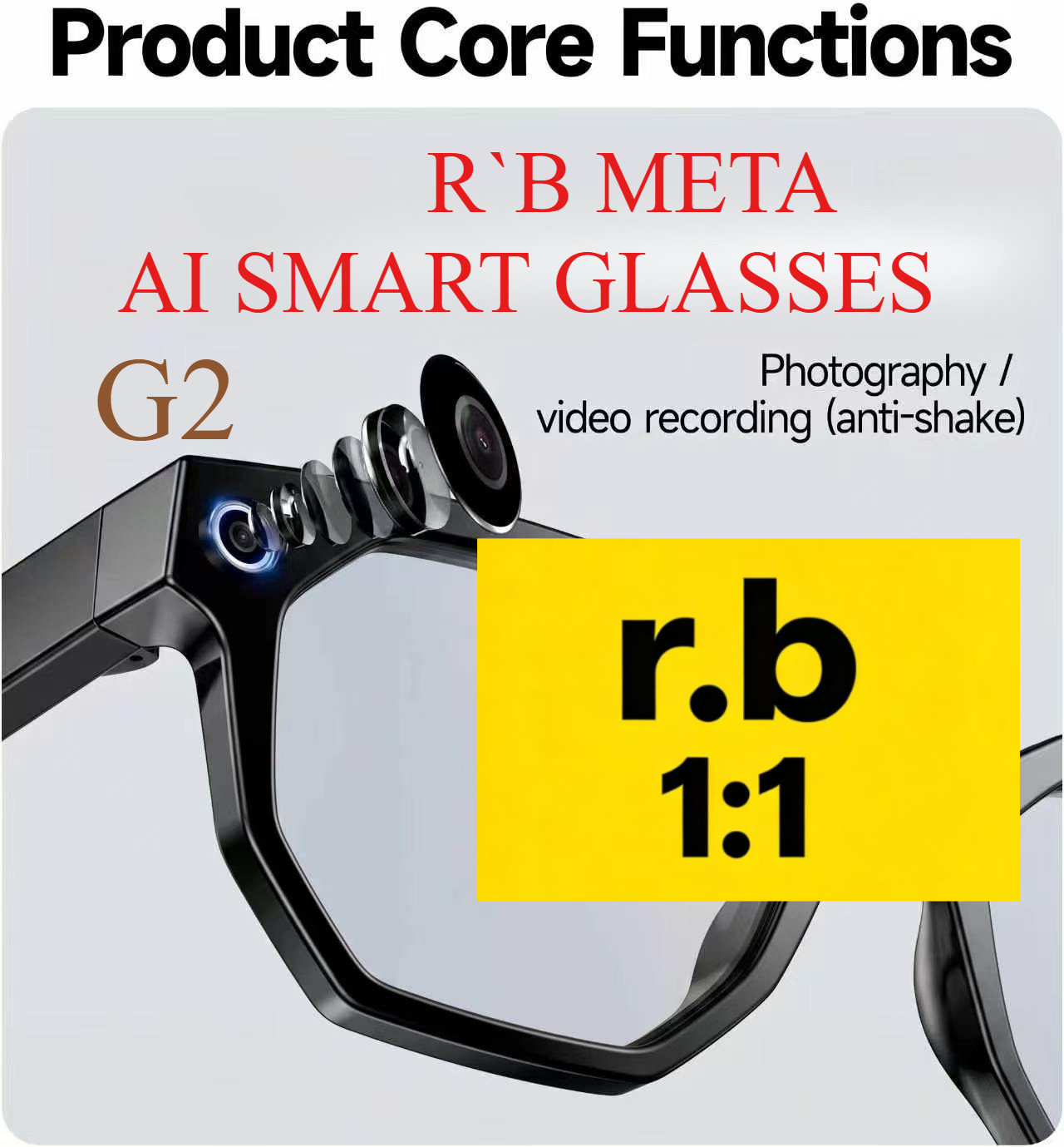 R.B META AI Smart Glasses G2 HD Camera Photograph Control Voice Recording Translation Bluetooth Call Sports Waterproof Anti-Uv Sunglasses-image-1103868088