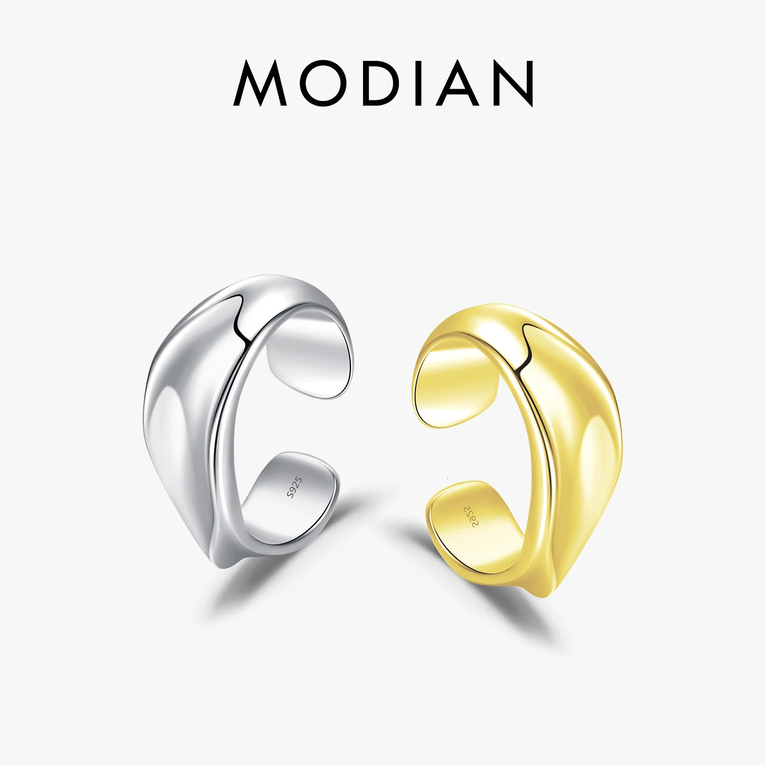 MODIAN 1PCS 925 Sterling Silver Smooth Geometric Fashion Clips Earrings Stackable Ear Cuff For Women Girls Party Jewelry 260428BJ