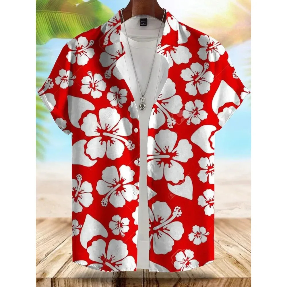 Seaside Hawaiian Style Mens Shirt Summer Vacation Casual Mens Short-sleeved Shirt Outdoor Beach Loose Comfortable Mens Shirt 260428BJ