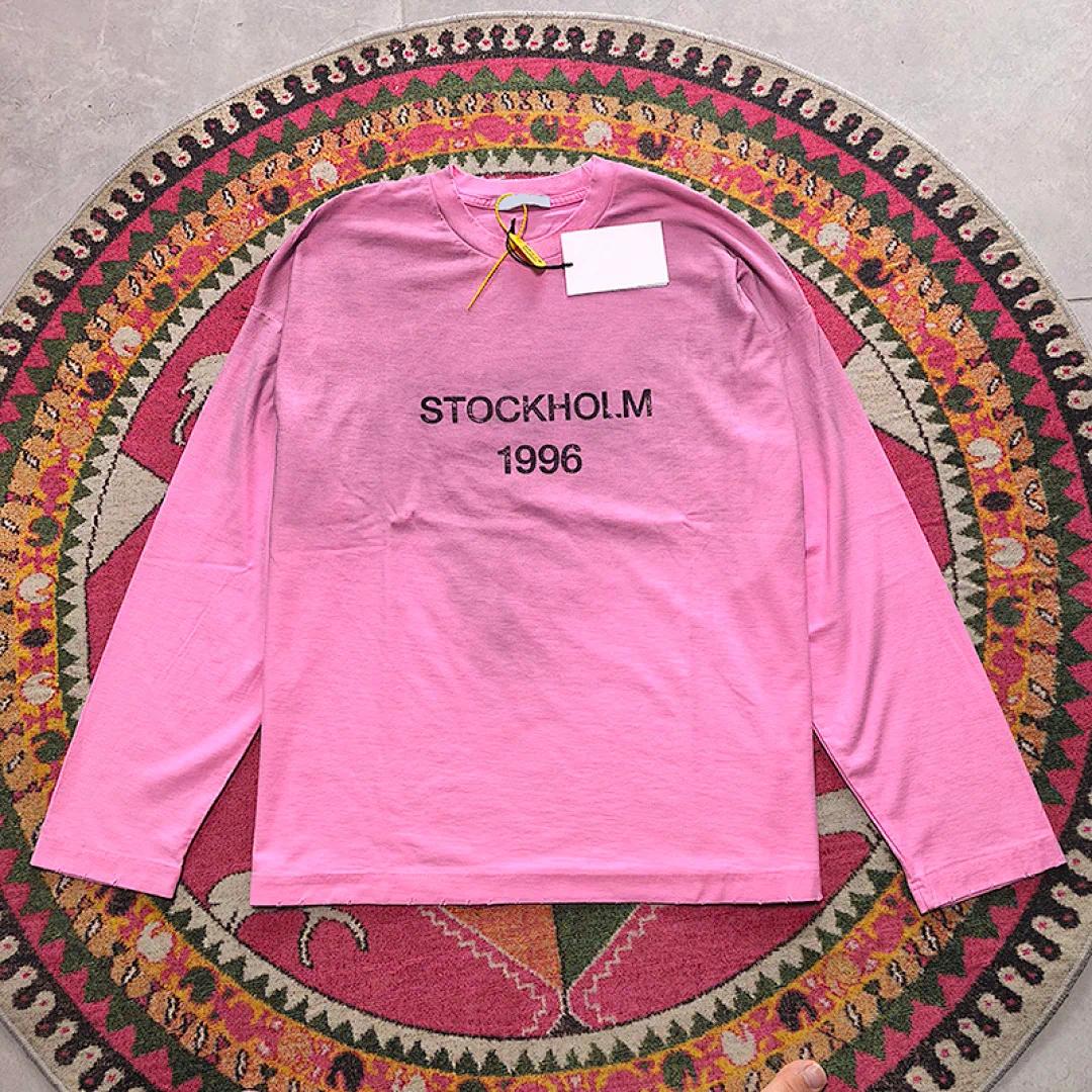 Distressed Fashion Oversized Long Sleeve Vintage Tee Artisan Muddy Washed Cotton Ripped Design Unisex T shirt Streetwear for Men Women 26ss A6