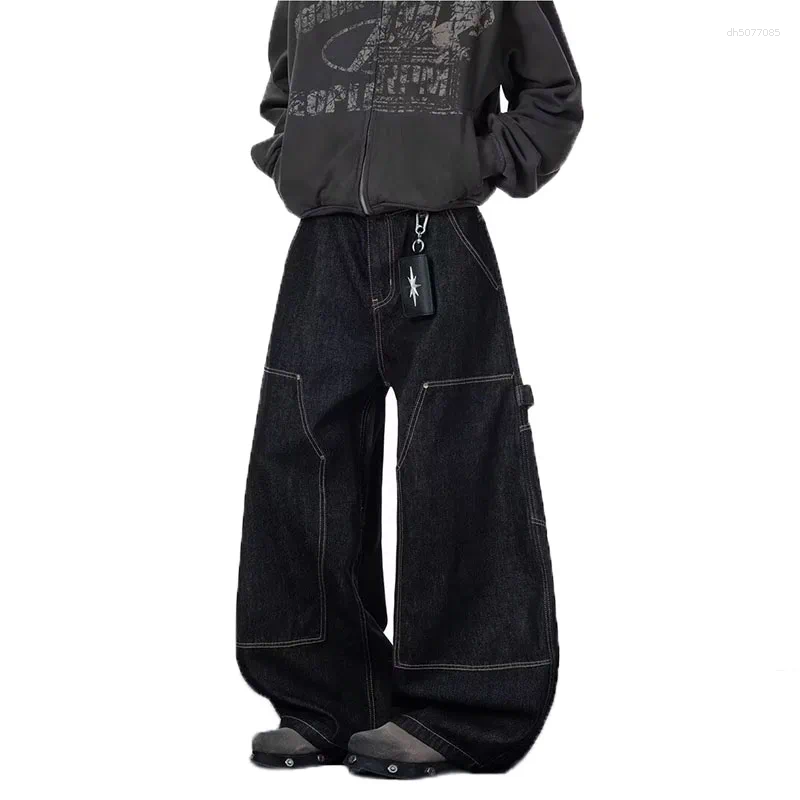 Men's Jeans Spring And Autumn High Street Straight Work Pants Retro Casual Loose Black