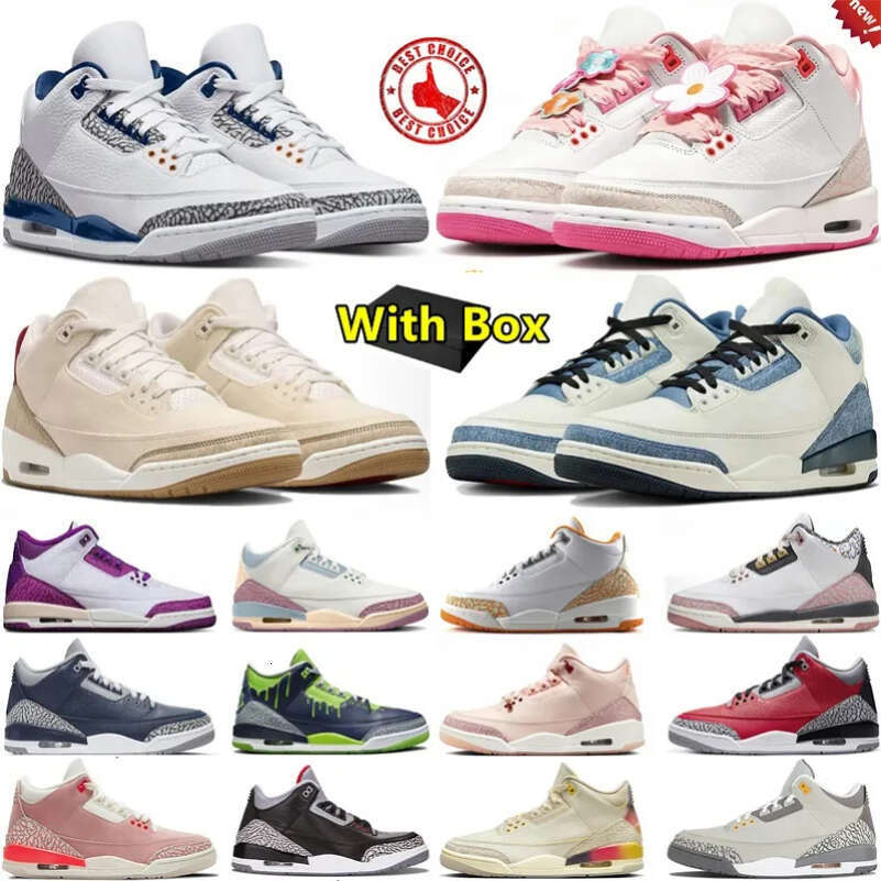 2026 with box designer 3 3s mens basketball shoes Spring Flowers Orange Citrus Iced Carmine Family Affair Black Cat Men Women trainers sports sneake