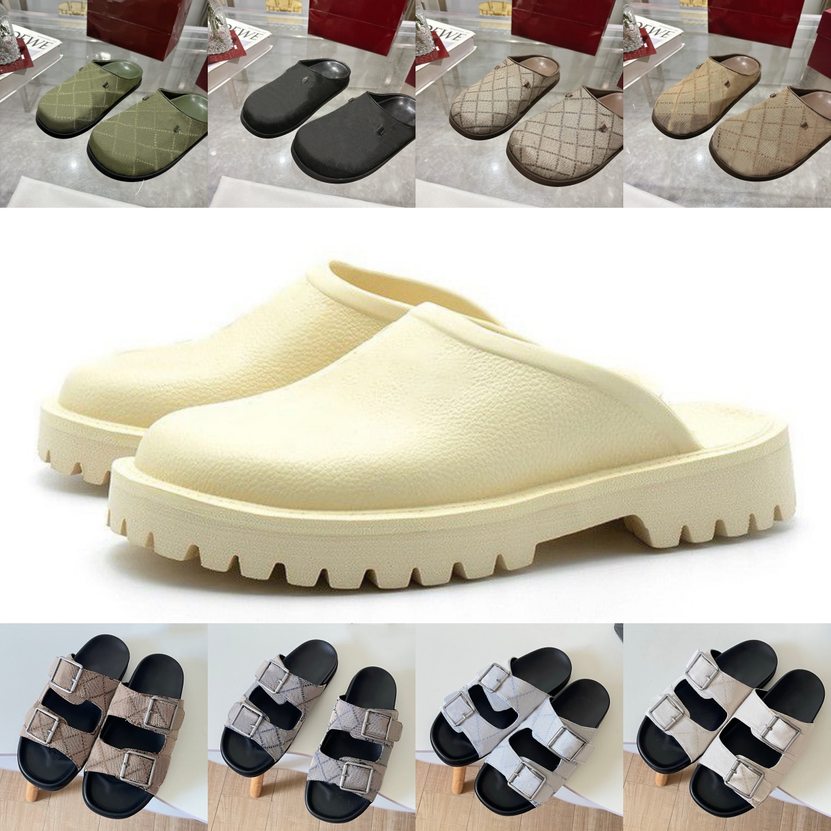 Designer Sabots Sandales Pantoufles De Luxe Diapositives Mules Femmes Tongs En Caoutchouc Plate-forme Creuse Sandale Éraflures Dame Beige Noir Br