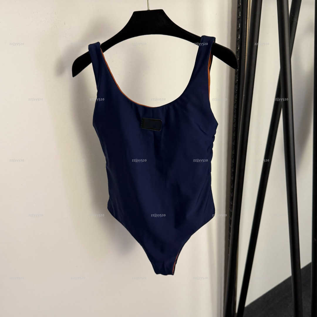 Brand conjoined women swimsuit summer lady bikini women designer clothes Printed cross exposed suspender chest pad suspender one-piece swimwear A-image-1103904390