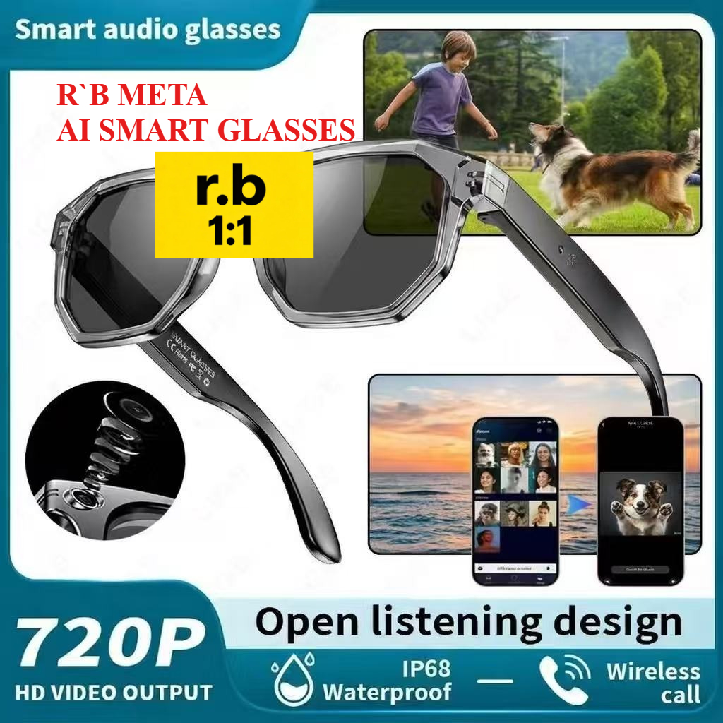 R.B META G2 AI Smart Glasses Bluetooth Glasses Headset Wireless Cycling Sunglasses AI Translation Language Smart APP-image-1103868077
