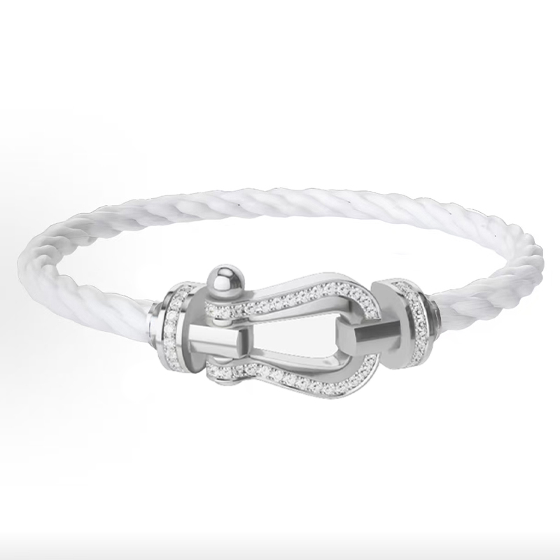 Brand Freed Bracelet classique grande boucle en fer à cheval demi-diamant Bracelet de luxe en corde de Nylon en acier inoxydable créateur de bijo