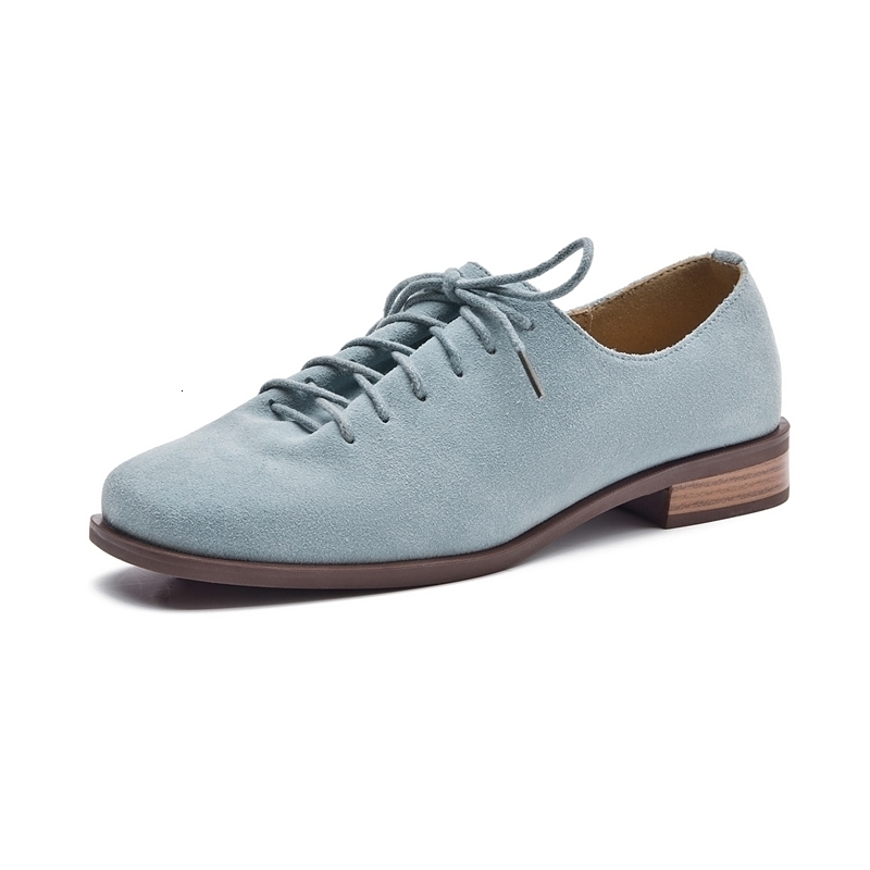 Women Loafer Lace-up Spring Shoes Women Suede Genuine Leather Women Oxford Shoes Large Size British Style Women Shoes 260427BJ