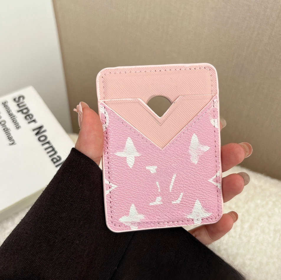 Designer bag Magnetic Leather MagSafe Card Holder Cherry Phone Case All Fitted Luxury Universal Mini Wallet Work ID Bank Credit Bus Hi Quality Cover