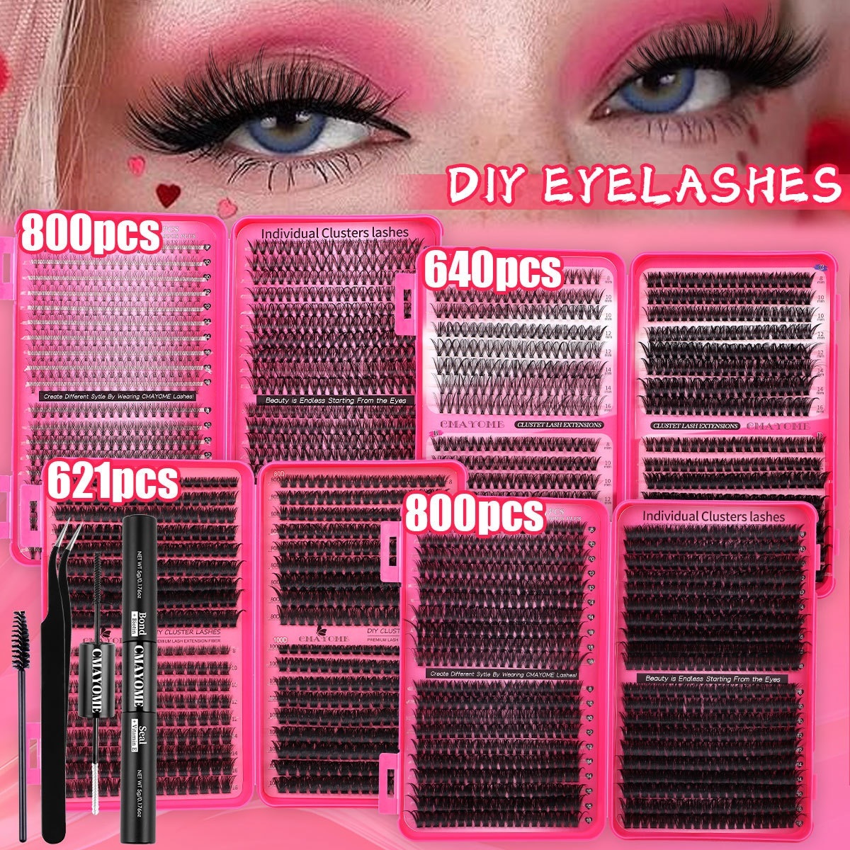 Fluffy Wispy Lash Clusters D Curled Volume DIY Eyelash Extensions Natural Look Thick DIY Individual Eyelashes Soft Lightweight Easy Application L-image-447525806