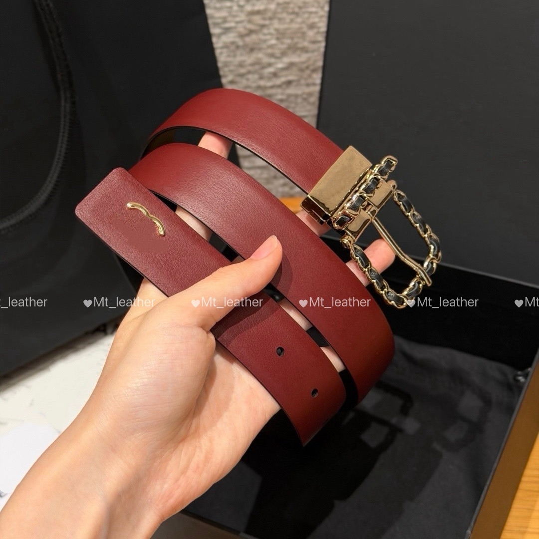 Red Designer Belt Women Designer Reversible Belt width 3cm classic pin buckle women leather belt red/black white/brown Match pants skirts coats with