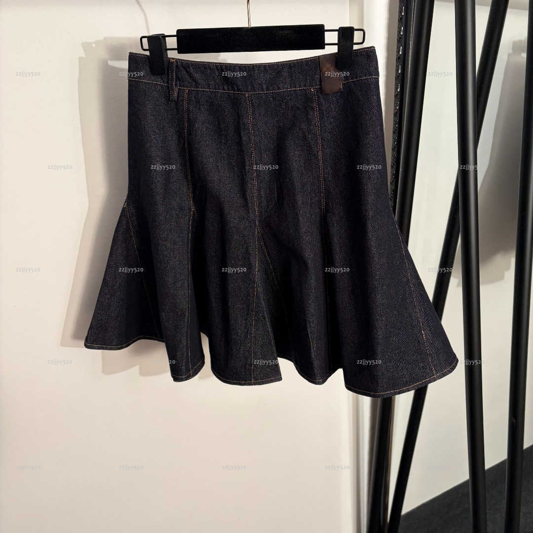 Brand pleated women dress Summer lady dresses women designer clothes lotus leaf high waisted denim short skirt A088X02N050-image-1103932908